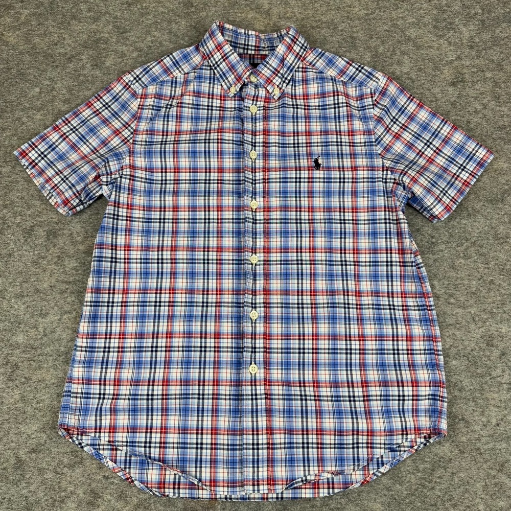 Ralph Lauren Natural Stretch Button Down Shirt Plaid Boys Medium M